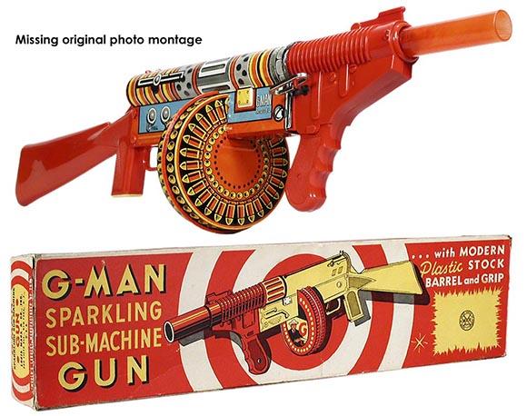 1951 Marx G-Man Sparkling Sub-Machine Gun in Original Box